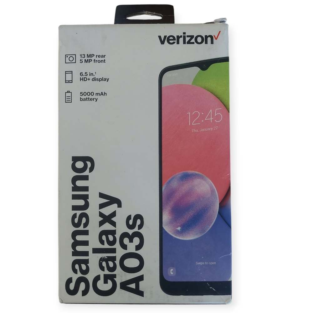 Verizon Prepaid Samsung Galaxy A03s Black Smartphone 32GB 13MP, Sealed Box